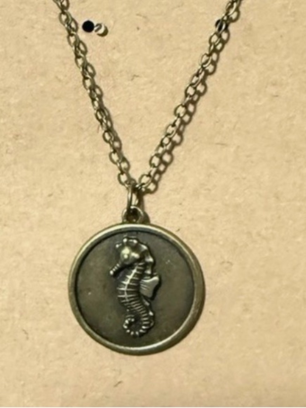 Vintage-Inspired Seahorse Pendant Necklace in Antique Gold Tone